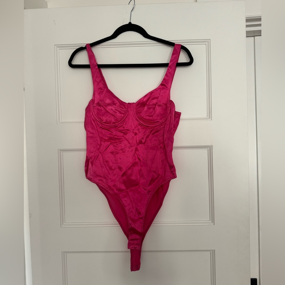 ZARA shiny pink bodysuit